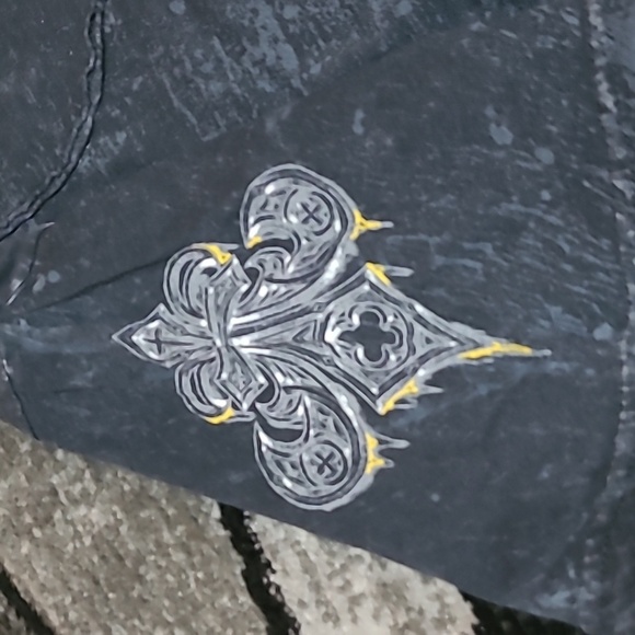 AFFLICTION LIVE FAST SILVER FOIL BLACK LAVA WASH TEE-SHIRT - Picture 12 of 16